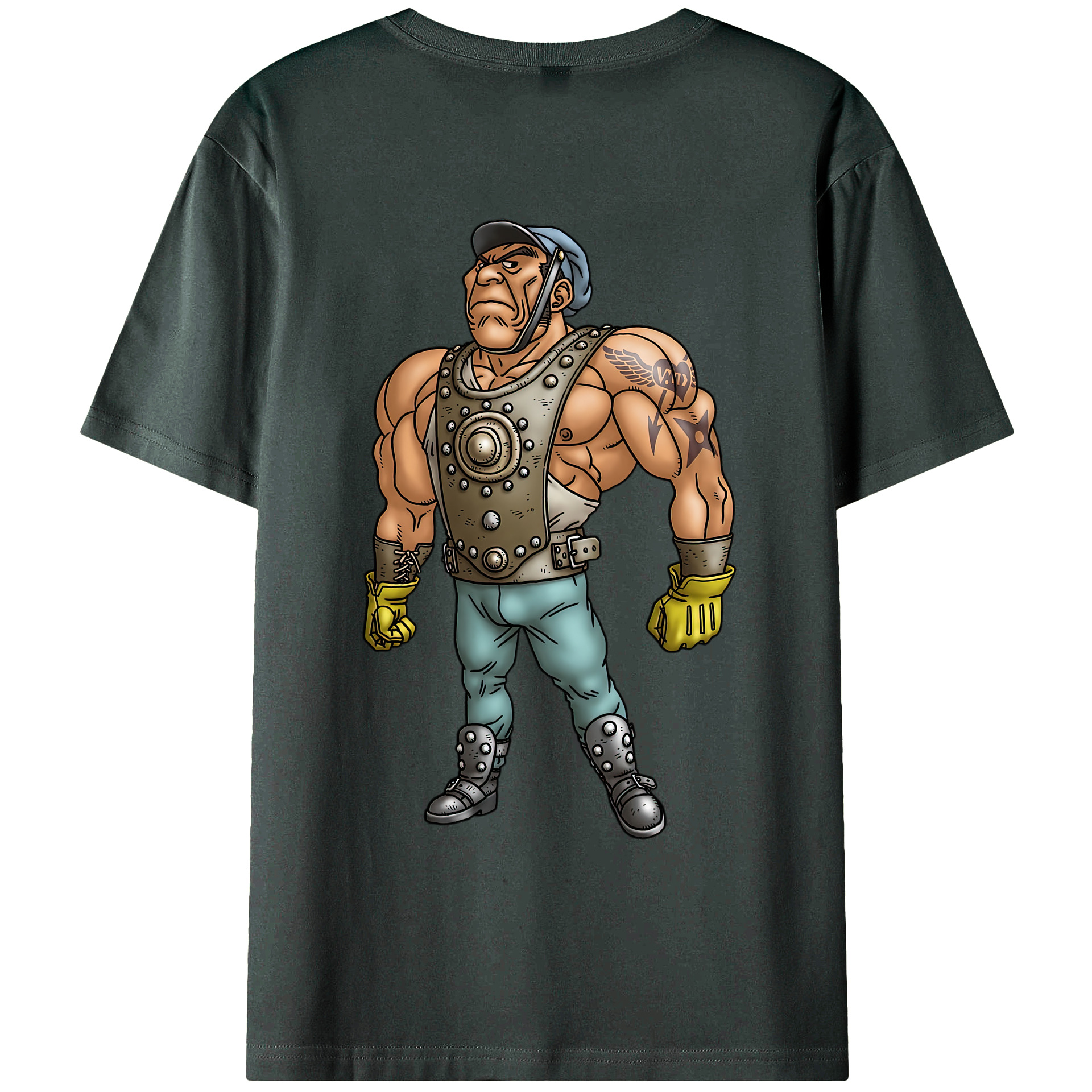 （画像用） ドラゴンクエスト Doragon Kuesuto Dragon Quest 綿100％ メンズ半袖Tシャツ（バックプリント） 通気性